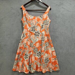 Jessica Howard Floral Midi Dress Size 12 Coral Sleeveless Classic Flowy Dainty‎
